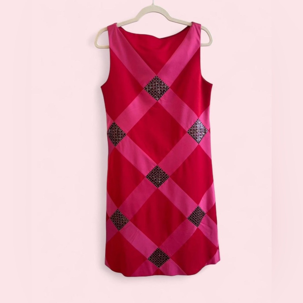 UNIQUE VINTAGE PINK & RED SEQUIN DRESS